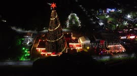 Coca-Cola Christmas tree inaugurated at Parque Villa Lobos in Sao Paulo, Brazil