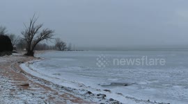 Lake Superior starts to ice over in Ashland, Wisconsin