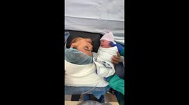 Miraculous Connection: Newborn's serene moment with mom after emergency C-section