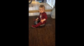 Toddler Loves Riding Roomba