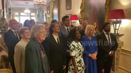 Queen hosts the Booker Prize shortlist authors at Clarence House in London, UK