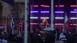 Robert Jenrick and Peter Kyle speak at rally against antisemitism in London, UK