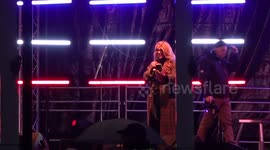 Eddie Marsan and Tracy-Ann Oberman address crowds at rally against antisemitism in London, UK