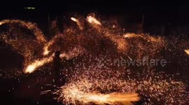 Palm tree claimbers celebrated the festival of light by burning movali in traditional method in south india