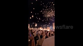 Amazing visuals as thousands of lanterns illuminate Thai sky during festival