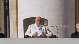 Pope Francis prays for peace during the Wednesday General Audience in Vatican