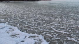 Cool wavy pancake ice on Lake Superior in Ashland