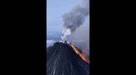 Aerial Footage of Klyuchevskaya Volcano Erupting