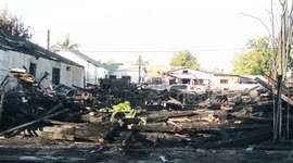 Fire at construction site in South Los Angeles, California, United States