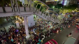 Large crowds join annual Loy Krathong Buddhist festival in Bangkok