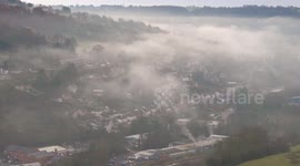 Glorious sight as fog fills the valley near Stroud, Gloucestershire on a late autumn morning