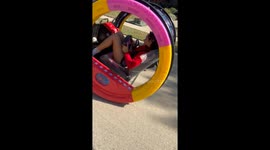 Girl Goes For a Ride in 360-Degree Rolling Car