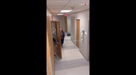 Woman walking down the hall smashes her cupcake into a wall after collision *Hilarious Fail*
