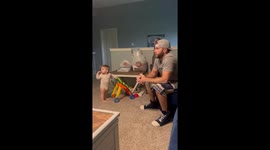 Cowboys fan comically changes his voice after scaring son with overenthusiastic cheer