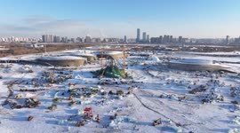 The 25th Harbin Ice and Snow World Under Construction in Harbin, China
