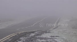 Cold conditions on Snake Pass, Derbyshire, UK
