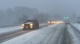 Snow Makes Driving Dangerous In NY State, USA