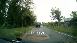 Tractor Hits Overtaking Van