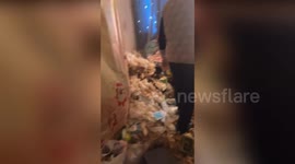 hocked landlord finds three-foot-tall pile of rubbish left by young female tenant