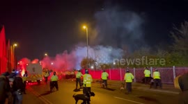 Police injured during pre-match violence from Legia Warsaw fans at Aston Villa in Birmingham, UK