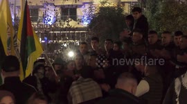 Former prisoners celebrate after being released from an Israeli prison in Ramallah