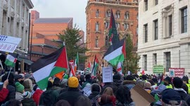 Pro-Palestine protesters gather outside Camden Town Hall calling for a ceasefire