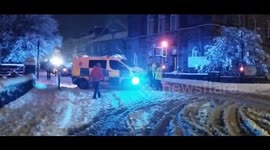 Police close roads in Kendal, Cumbria as heavy snow brings chaos to the area