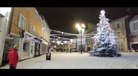 Heavy snow fall in Kendal Cumbria UK turns deserted roads into winter wonderland