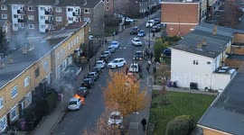 Explosion in London - A buring car explodes, sendin flames into the air
