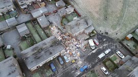 Dramatic drone footage reveal scale of damage to home destroyed in suspected gas blast