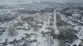 Drone footage over Kendal from recent snow fall in the Lake District which has caused chaos