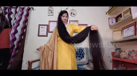 Uttar Pradesh Woman Sets Guinness World Record for Longest Living Hair in Prayagraj, India