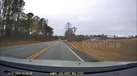 almost hit running man distracted by black truck making unusual turn