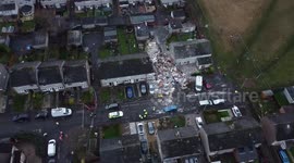 Drone footage of house explosion in Edinburgh, UK