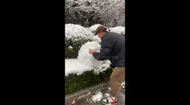 Chinese man transforms ordinary bush into giant snowball