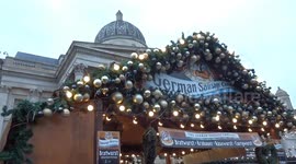 Christmas in central London with Trafalgar Square Christmas Tree and Market