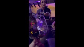 Red wine glasses shake as earthquake rocks bar in the Philippines