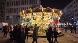 Carrousel on the Christmas market in Dusseldorf, Germany at night