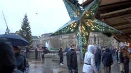 London at Christmas - Trafalgar Square Market and the newly arrived Christmas Tree 2023
