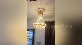 Chandelier swings as earthquake rattles school in the Philippines