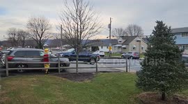 Santa Claus rides fire truck to greet children in Pennsylvania