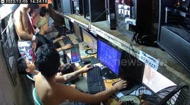 Gamers continue to play as earthquake shakes computer shop in the Philippines