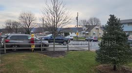 Santa on Firetruck Spreads Cheer with Kids' Joyful Reactions in Walnutport, PA, USA