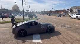 Mustang Drifts Into Honda