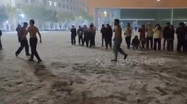 Chinese students have bare-chested snowball fight