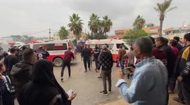 Injured Palestinians (includ children) are brought to a hospital following an Israeli strike in Dair El-Balah in the Central Gaza Strip.