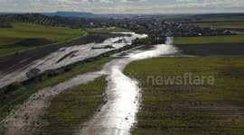 Spain flooding damage shown in aerial footage