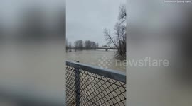 Video shows Stilaguamish River moving fast due to flooding