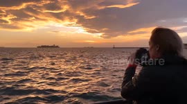 Sunset like a Renaissance painting apprears in Greece with stunning colours and light in the sky