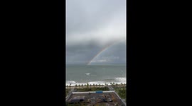 Batumi's resilient beauty: a spectacular rainbow emerges amidst the storm